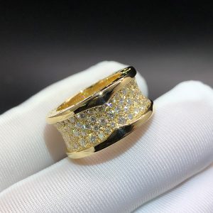 Bulgari B.ZERO1 Pave Full Diamond 18k Yellow Gold Band Ring