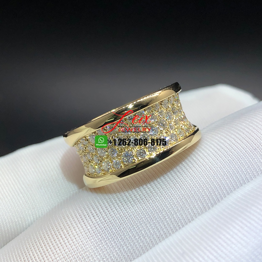 Bulgari B.ZERO1 Pave Full Diamond 18k Yellow Gold Band Ring (4) Bulgari B.ZERO1 Pave Full Diamond 18k Yellow Gold Band Ring
