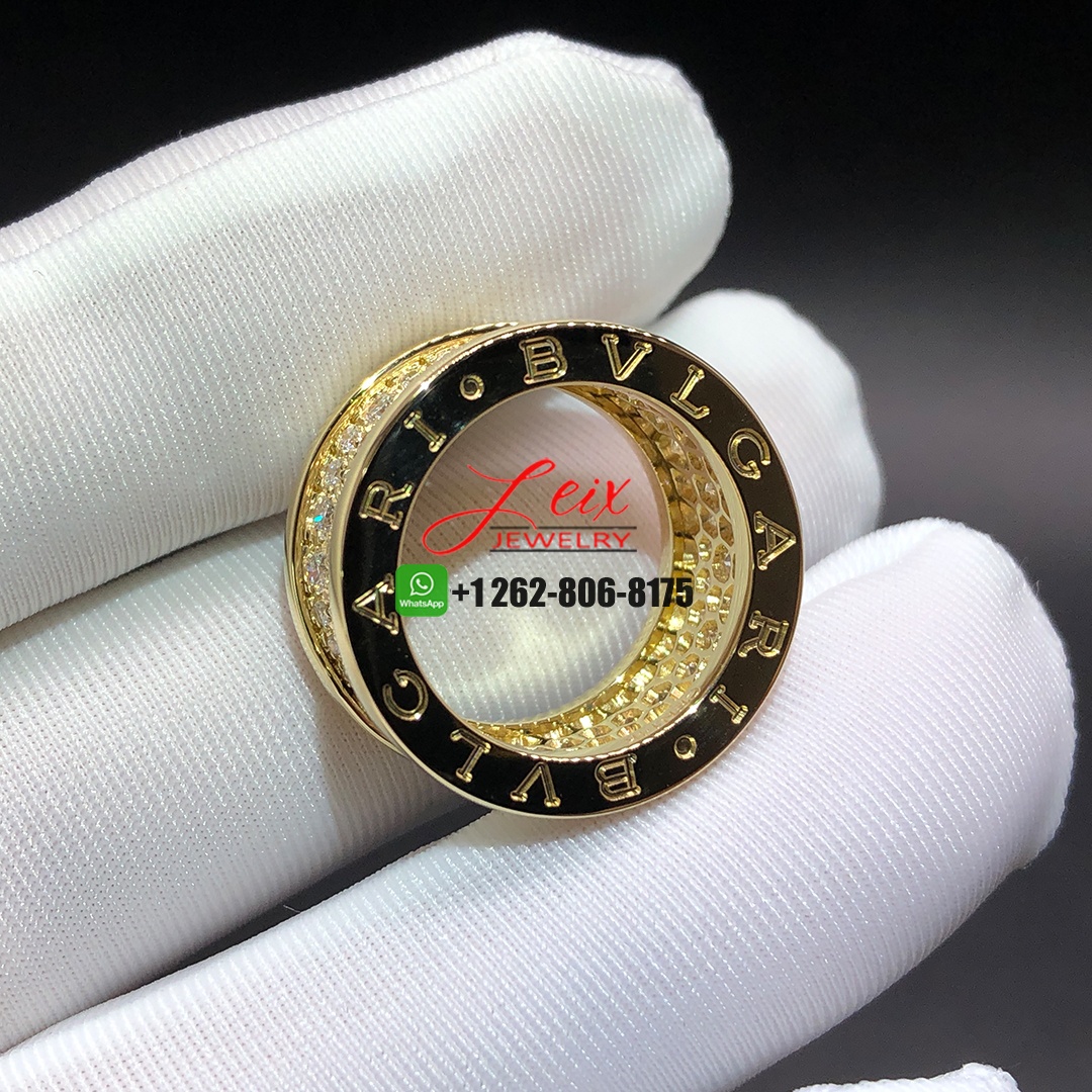 Bulgari B.ZERO1 Pave Full Diamond 18k Yellow Gold Band Ring (5) Bulgari B.ZERO1 Pave Full Diamond 18k Yellow Gold Band Ring