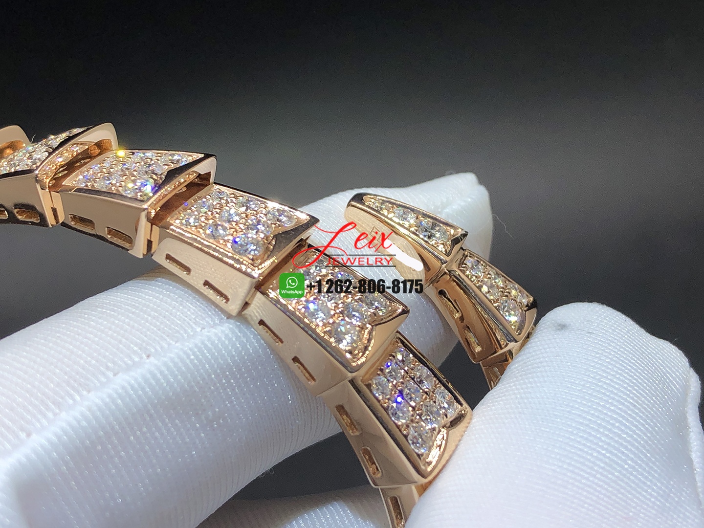 Bvlgari Serpenti 18k Rose Gold Full Diamond Onyx Bulgari Snake Bracelet (4) Bvlgari Serpenti 18k Rose Gold Full Diamond Onyx Bulgari Snake Bracelet