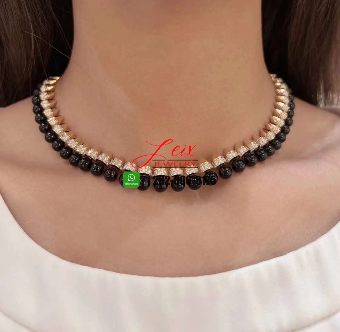 New Cartier 18k Rose Gold & Diamonds, Onyx Clash de Cartier Necklace (1) New Cartier 18k Rose Gold & Diamonds, Onyx Clash de Cartier Necklace