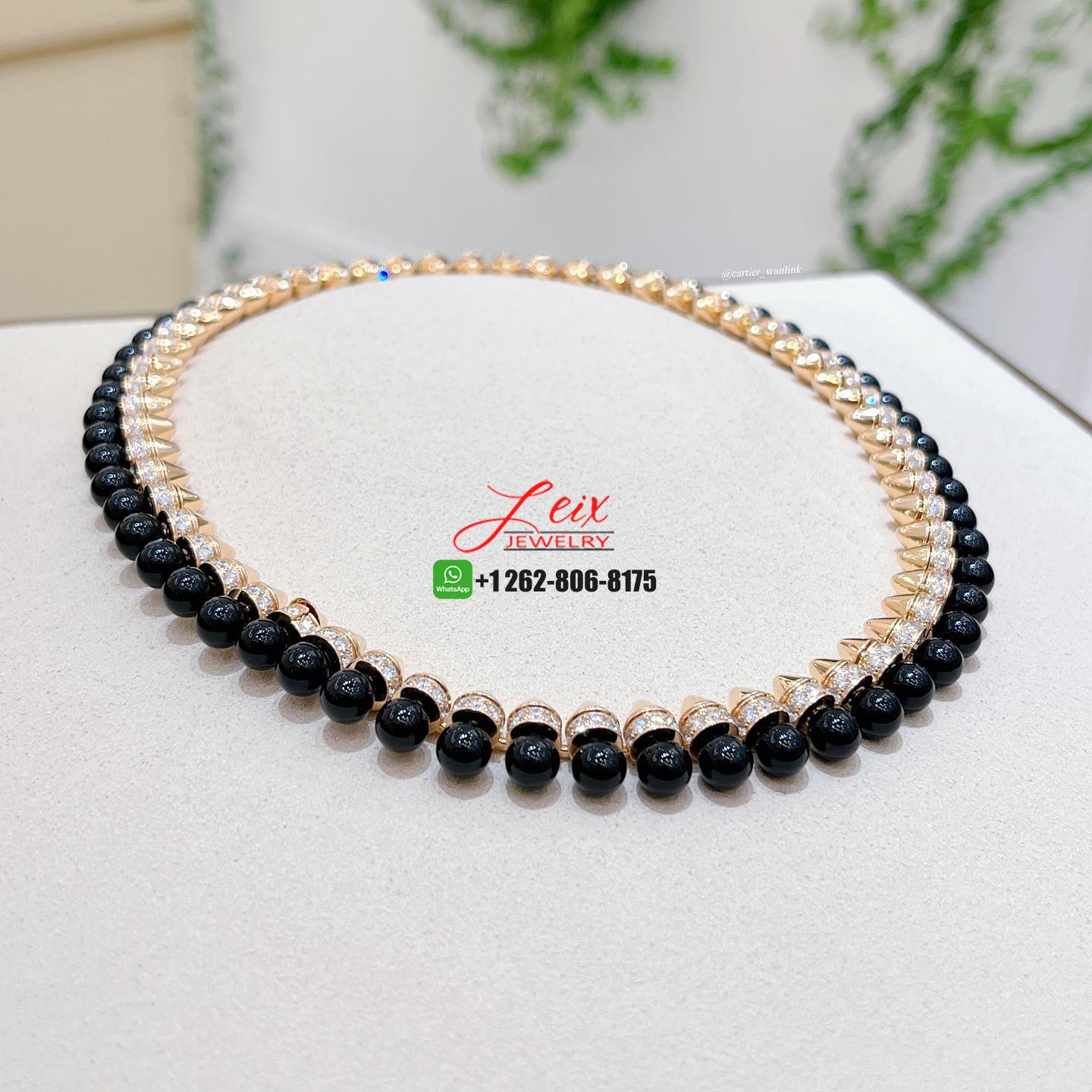 New Cartier 18k Rose Gold & Diamonds, Onyx Clash de Cartier Necklace (3) New Cartier 18k Rose Gold & Diamonds, Onyx Clash de Cartier Necklace