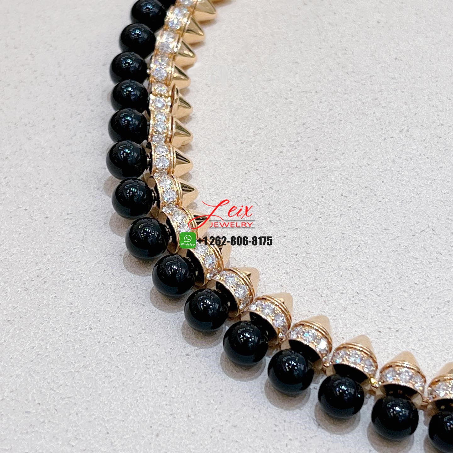 New Cartier 18k Rose Gold & Diamonds, Onyx Clash de Cartier Necklace (4) New Cartier 18k Rose Gold & Diamonds, Onyx Clash de Cartier Necklace