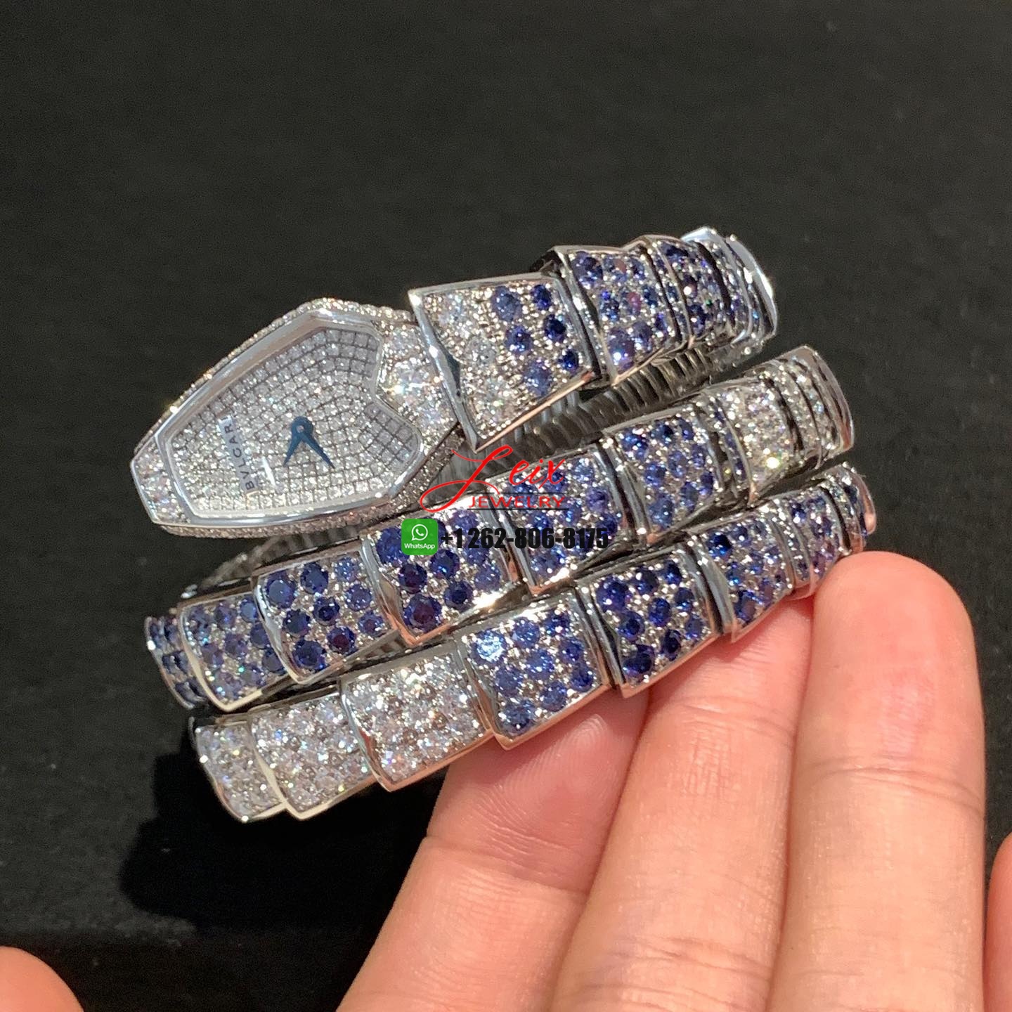 Bulgari Serpenti Viper And Incantati Rainbow Diamond & Blue Sapphire Watch (1) Bulgari Serpenti Viper And Incantati Rainbow Diamond & Blue Sapphire Watch