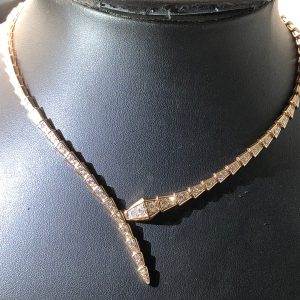 Bvlgari Serpenti Viper 18k Rose Gold Pavé Diamonds Necklace