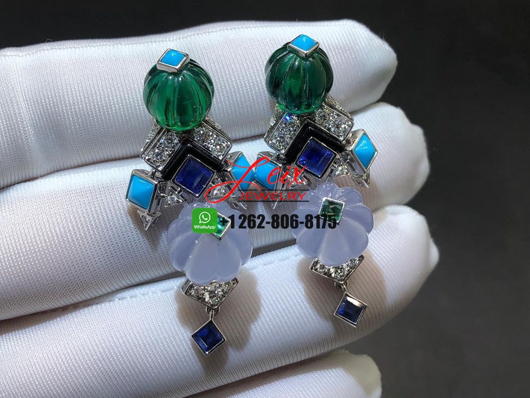 Cartier Creative Collection 18K White Gold Gemstones High Jewelry Earrings (2) Cartier Creative Collection 18K White Gold Gemstones High Jewelry Earrings