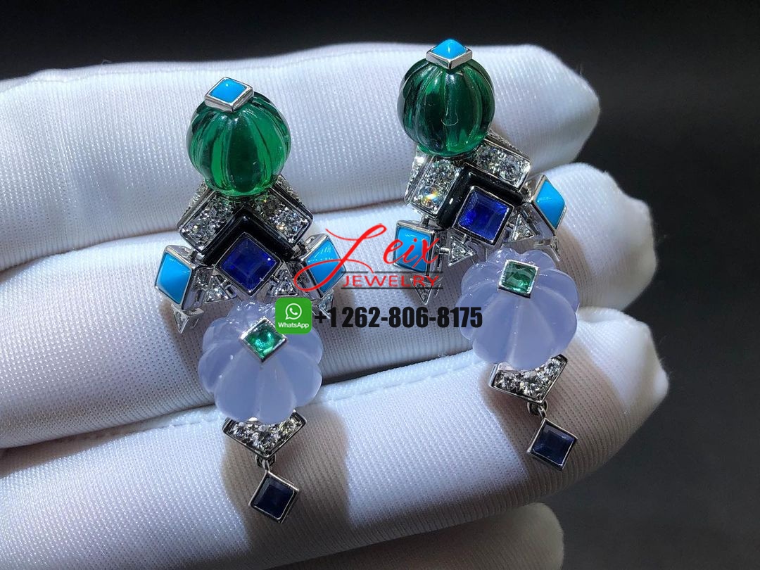 Cartier Creative Collection 18K White Gold Gemstones High Jewelry Earrings (3) Cartier Creative Collection 18K White Gold Gemstones High Jewelry Earrings