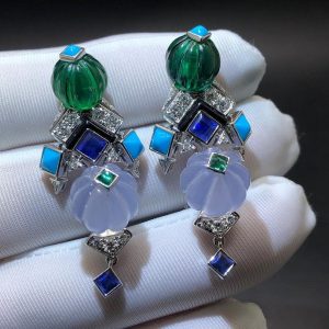 Cartier Creative Collection 18K White Gold Gemstones High Jewelry Earrings