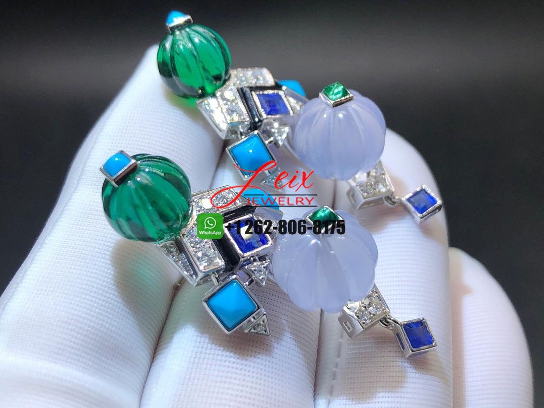 Cartier Creative Collection 18K White Gold Gemstones High Jewelry Earrings (4) Cartier Creative Collection 18K White Gold Gemstones High Jewelry Earrings