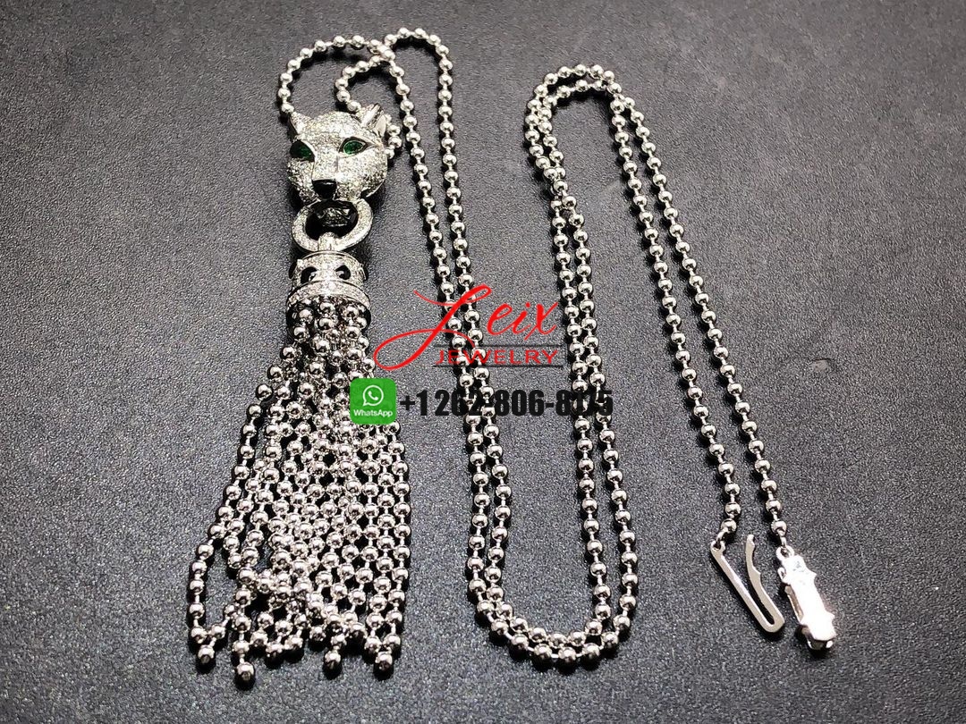 Cartier Panthère de Cartier 18K White Gold Diamond Tassels Necklace (5) Cartier Panthère de Cartier 18K White Gold Diamond Tassels Necklace