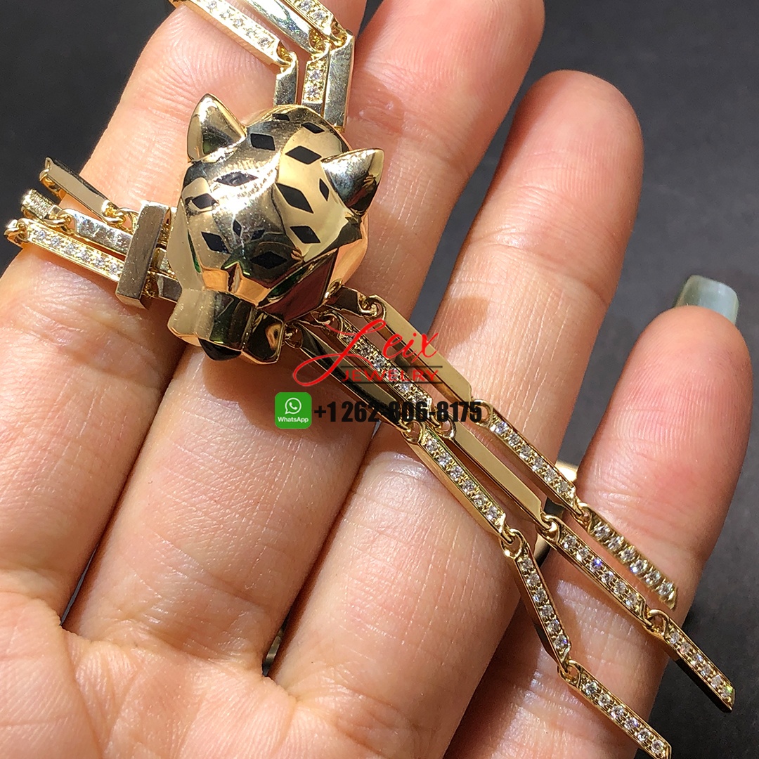 Cartier Panthere de Cartier Diamond Emeralds, Onyx Lacquer Tassel 18k Yellow Gold Necklace (5) Cartier Panthere de Cartier Diamond Emeralds, Onyx Lacquer Tassel 18k Yellow Gold Necklace