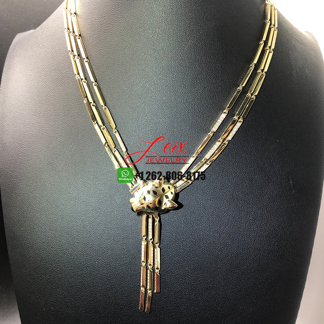 Cartier Panthere de Cartier Diamond Emeralds, Onyx Lacquer Tassel 18k Yellow Gold Necklace Cartier Panthere de Cartier Diamond Emeralds, Onyx Lacquer Tassel 18k Yellow Gold Necklace