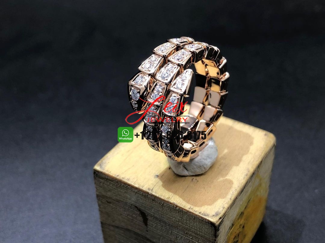 Custom Bulgari Serpenti Viper Two-coil 18k Rose Gold Diamond Ring Custom Bulgari Serpenti Viper Two-coil 18k Rose Gold Diamond Ring