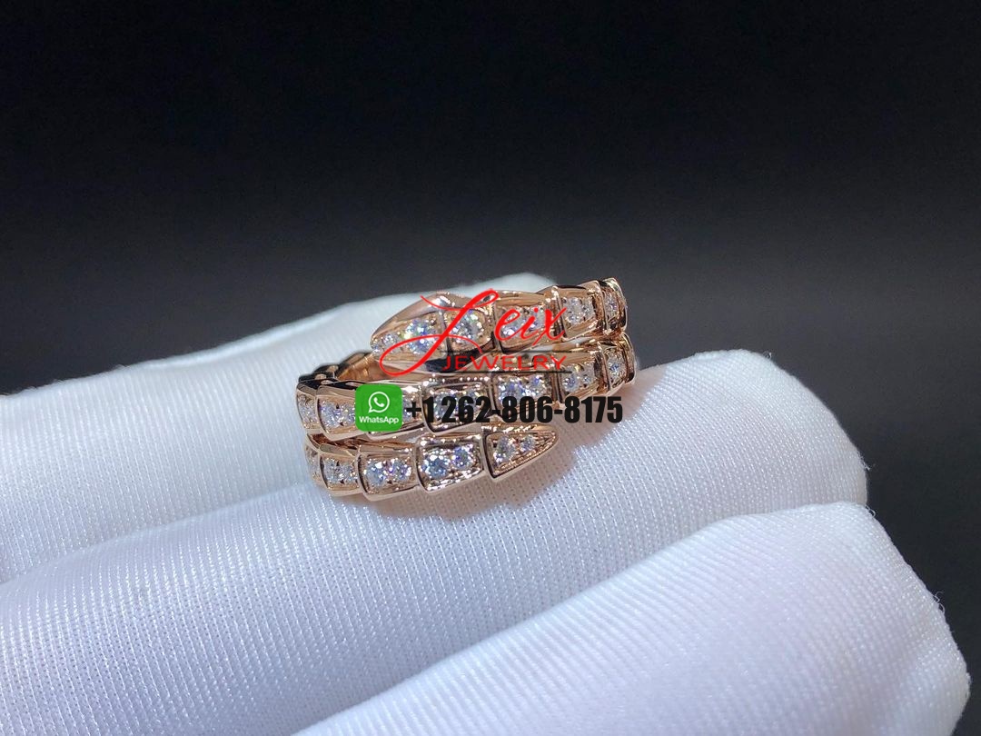 Custom Bvlgari Serpenti Viper Two-coil 18k Rose Gold Diamond Ring Custom Bvlgari Serpenti Viper Two-coil 18k Rose Gold Diamond Ring