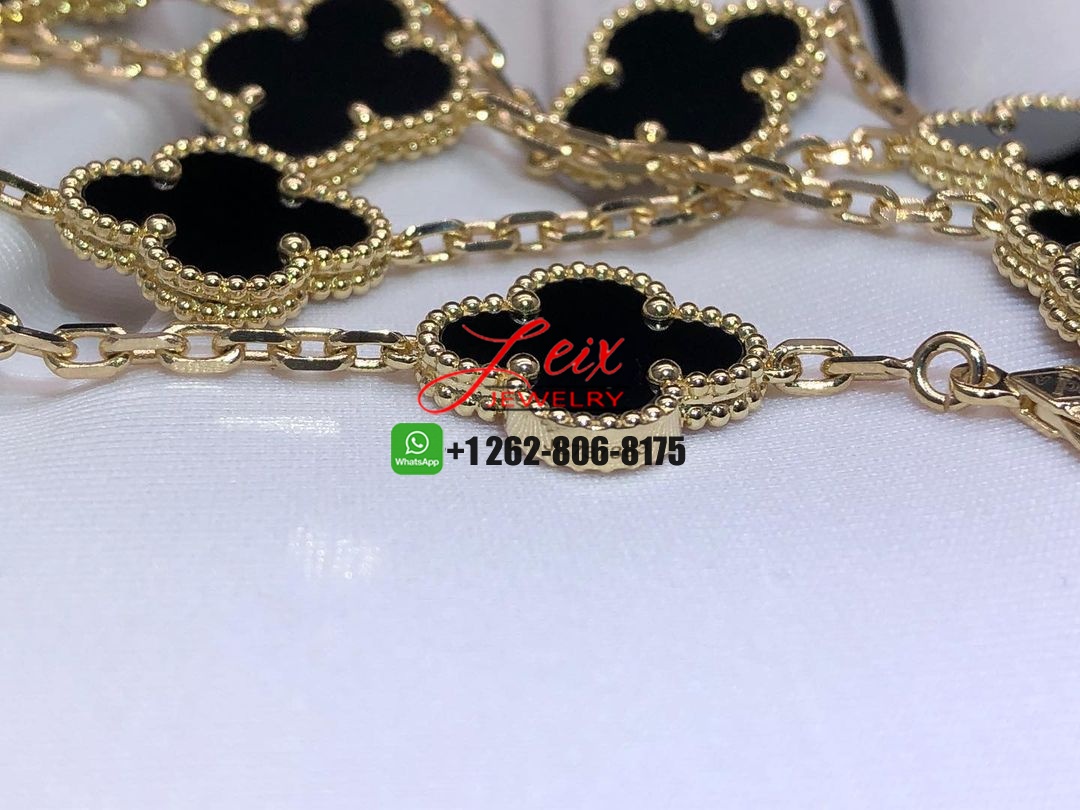 Van Cleef & Arpels Vintage Alhambra 10-Motif Onyx 18k Yellow Gold Necklace (3) Van Cleef & Arpels Vintage Alhambra 10-Motif Onyx 18k Yellow Gold Necklace