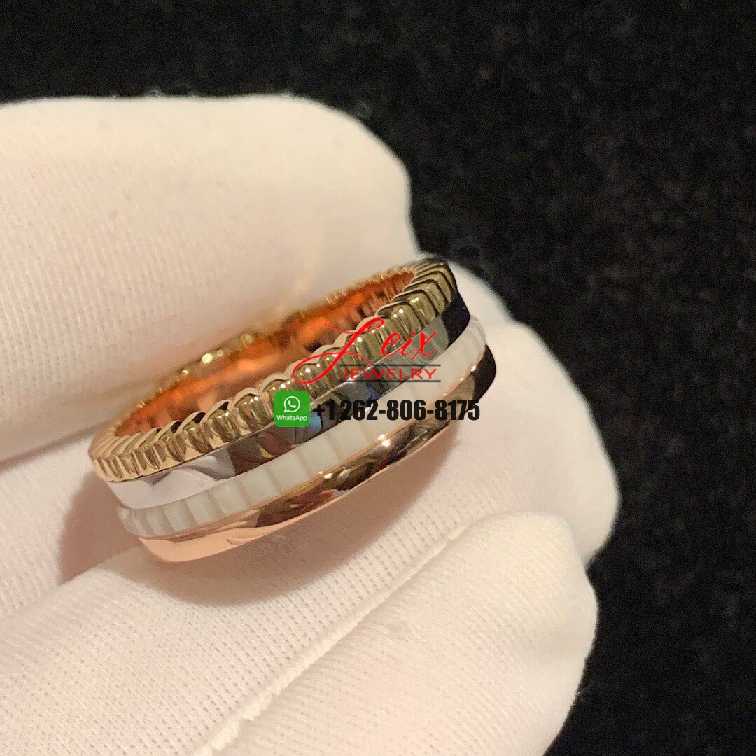 Boucheron Quatre White Edition Ceramic 18K Three Tone Gold Ring (4) Boucheron Quatre White Edition Ceramic 18K Three Tone Gold Ring
