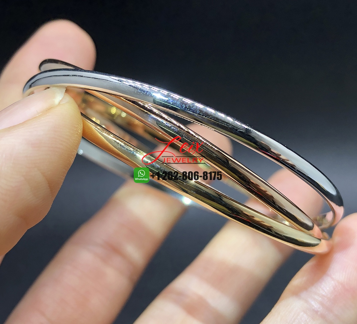 Designer Cartier Pure 18K Gold Three Band Trinity Bracelet Designer Cartier Pure 18K Gold Three Band Trinity Bracelet