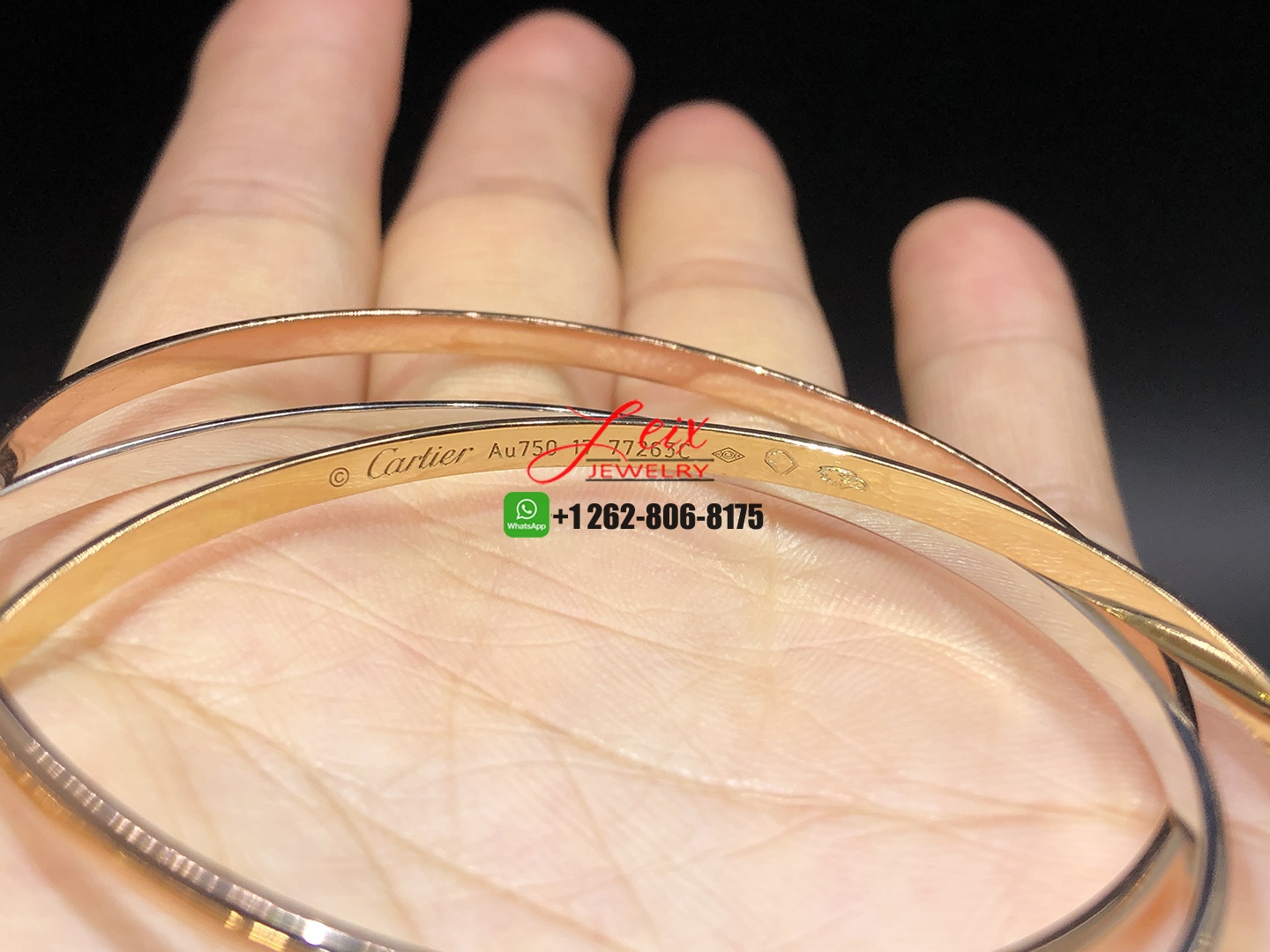 Designer Cartier Pure 18K Gold Three Band Trinity Bracelet (2) Designer Cartier Pure 18K Gold Three Band Trinity Bracelet