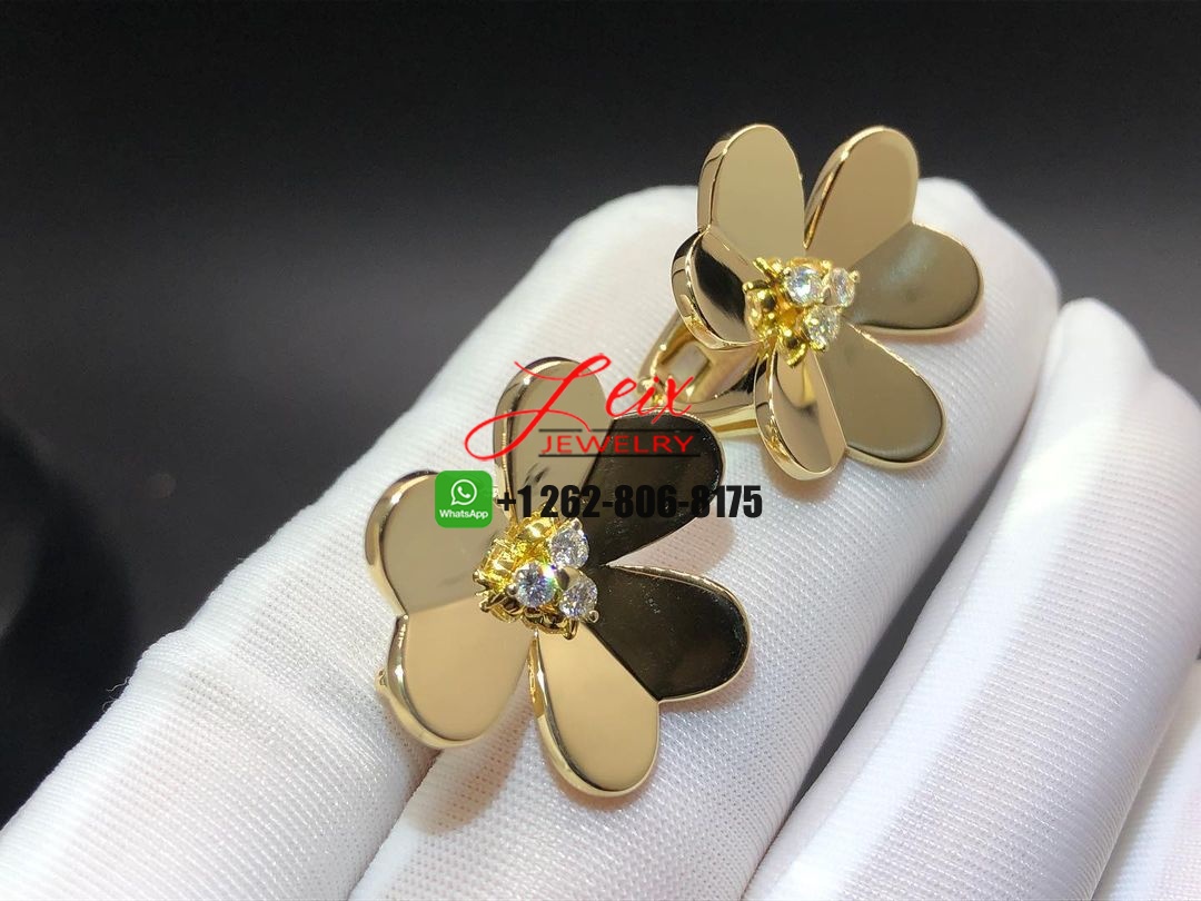 Van Cleef & Arpels Frivole Large Model 18k Yellow Gold Diamonds Earrings (2) Van Cleef & Arpels Frivole Large Model 18k Yellow Gold Diamonds Earrings