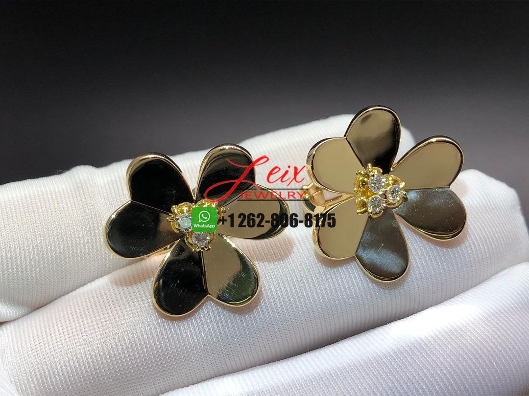 Van Cleef & Arpels Frivole Large Model 18k Yellow Gold Diamonds Earrings Van Cleef & Arpels Frivole Large Model 18k Yellow Gold Diamonds Earrings