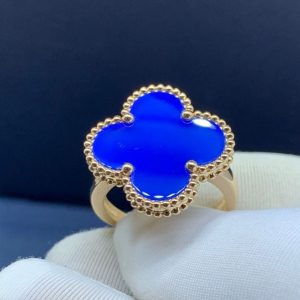 Van Cleef & Arpels Magic Alhambra Blue Agate18K Yellow Gold Ring