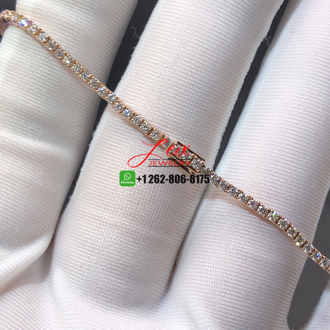 Custom Made 2.15ct Emerald and 5.39ct Diamond Tennis Necklace in 18K Rose Gold (1) Custom Made 2.15ct Emerald and 5.39ct Diamond Tennis Necklace in 18K Rose Gold