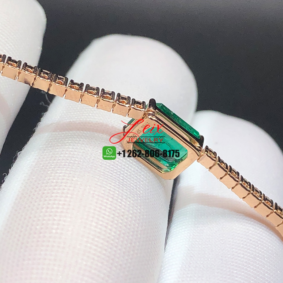Custom Made 2.15ct Emerald and 5.39ct Diamond Tennis Necklace in 18K Rose Gold (2) Custom Made 2.15ct Emerald and 5.39ct Diamond Tennis Necklace in 18K Rose Gold