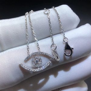 Custom Messkia Lucky Eye 18k White Gold Diamond Necklace