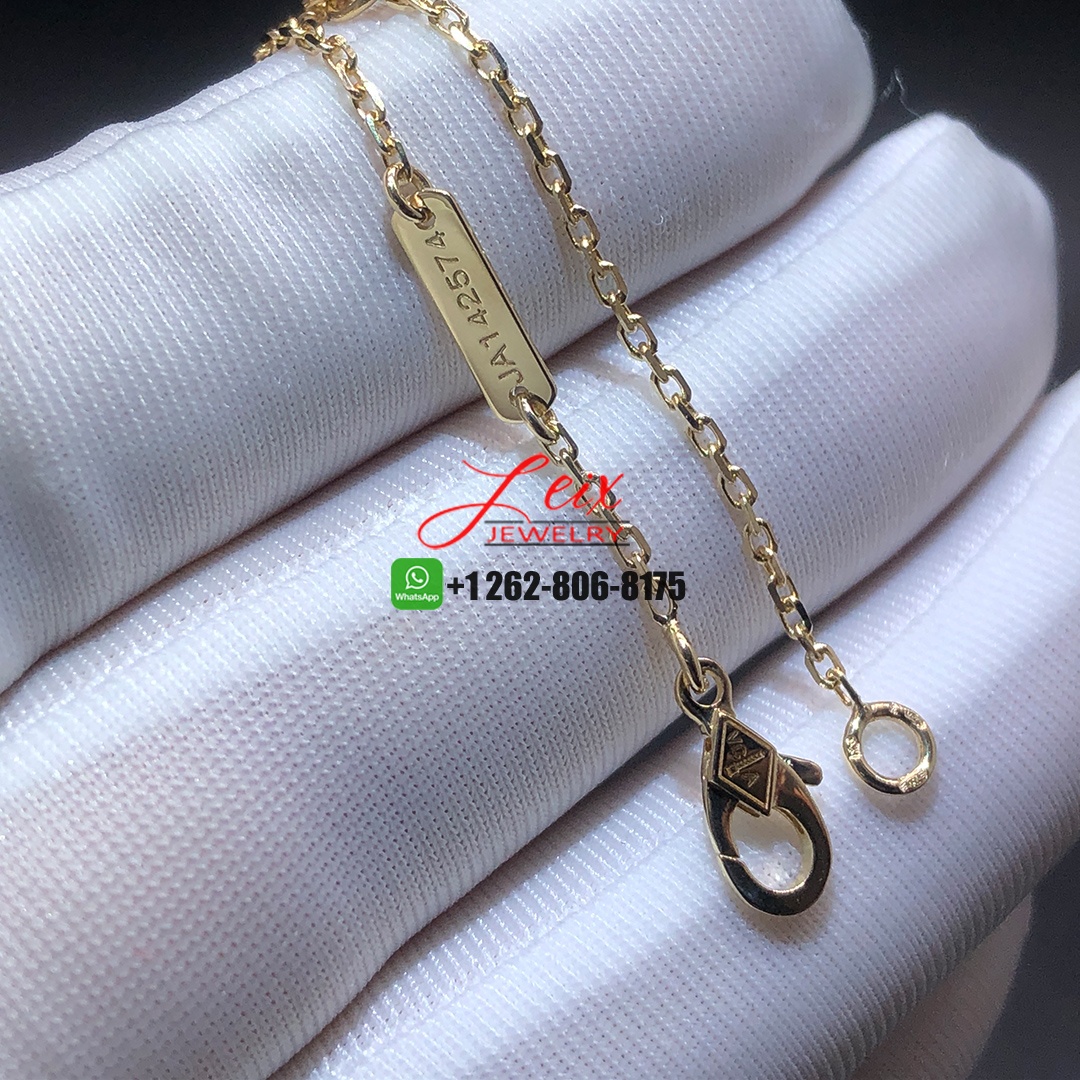 Van Cleef & Arpels 18K Yellow Gold Diamond Mini Frivole 3 Flowers Pendant Necklace (2) Van Cleef & Arpels 18K Yellow Gold Diamond Mini Frivole 3 Flowers Pendant Necklace