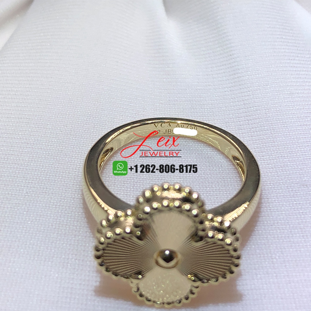 Van Cleef & Arpels Vintage Alhambra Guilloché 18k Yellow Gold Ring (1) Van Cleef & Arpels Vintage Alhambra Guilloché 18k Yellow Gold Ring
