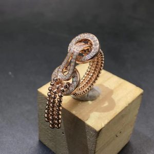Cartier Agrafe 18k Rose Gold Pave Diamonds Tassel Ring