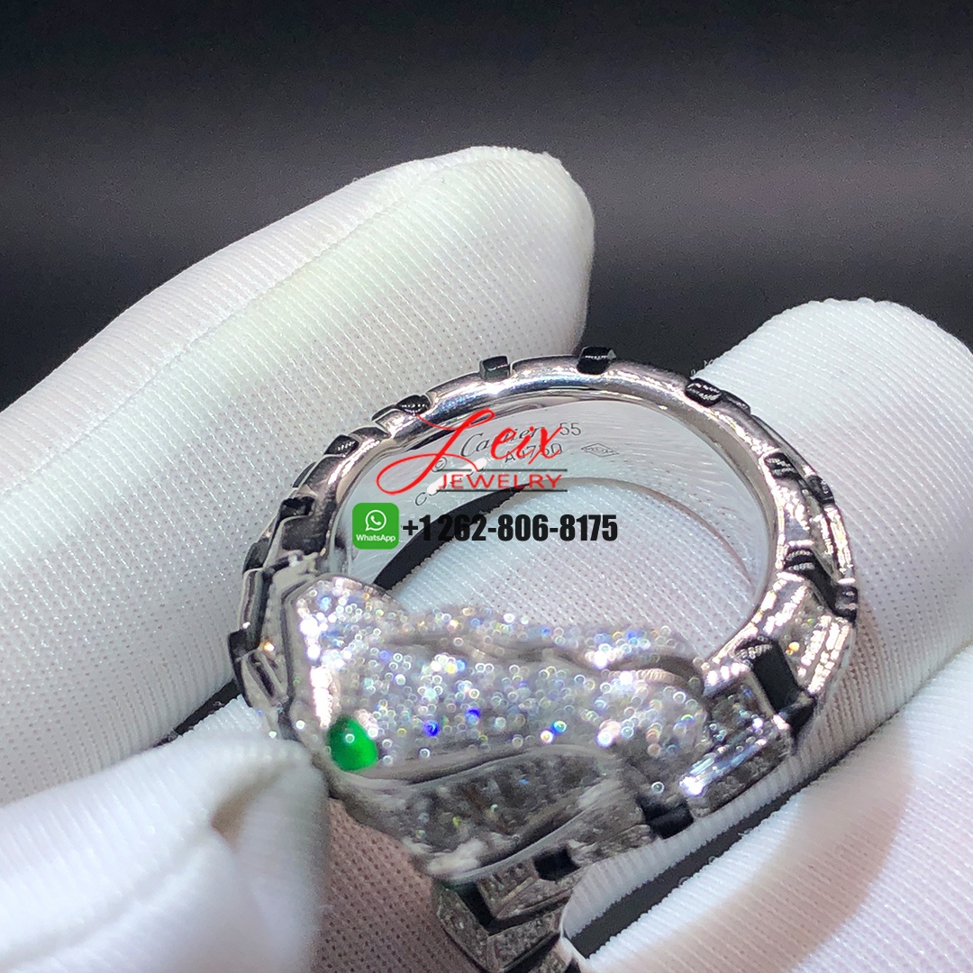 Cartier High Jewelry 18k White Gold with Onyx, Emeralds and Diamonds Crocodile Ring (3) Cartier High Jewelry 18k White Gold with Onyx, Emeralds and Diamonds Crocodile Ring