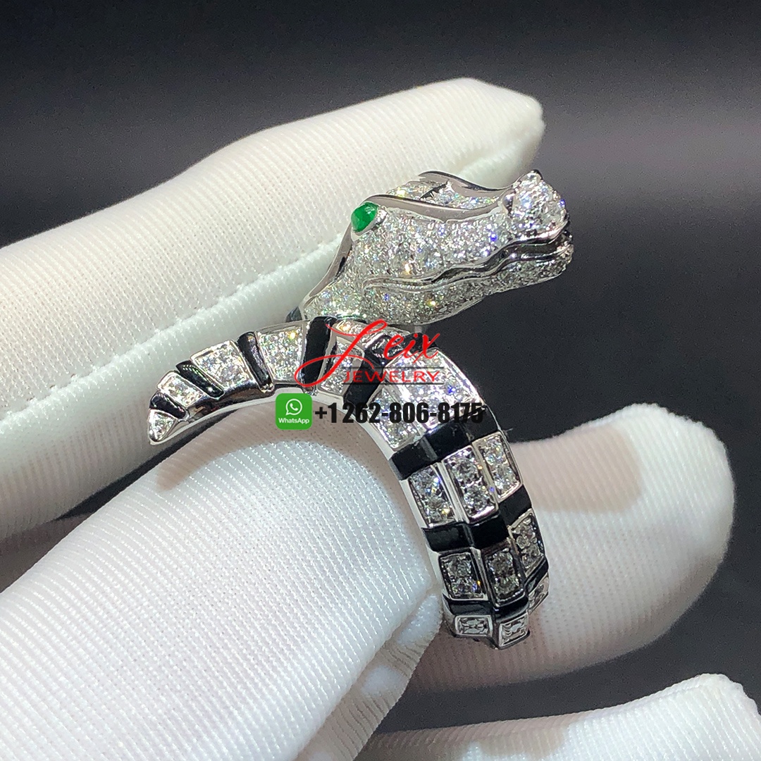 Cartier High Jewelry 18k White Gold with Onyx, Emeralds and Diamonds Crocodile Ring (6) Cartier High Jewelry 18k White Gold with Onyx, Emeralds and Diamonds Crocodile Ring