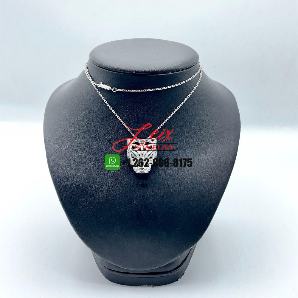 Cartier Panthere De Cartier 18k White Gold Diamond Paved & Emerald Pendant Necklace Cartier Panthere De Cartier 18k White Gold Diamond Paved & Emerald Pendant Necklace