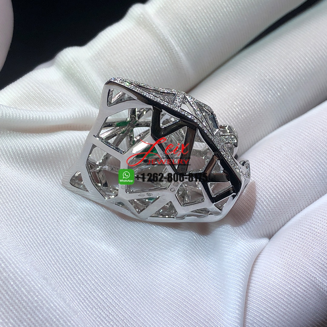 Cartier Panthere De Cartier 18k White Gold Diamond Paved & Emerald Pendant Necklace (1) Cartier Panthere De Cartier 18k White Gold Diamond Paved & Emerald Pendant Necklace