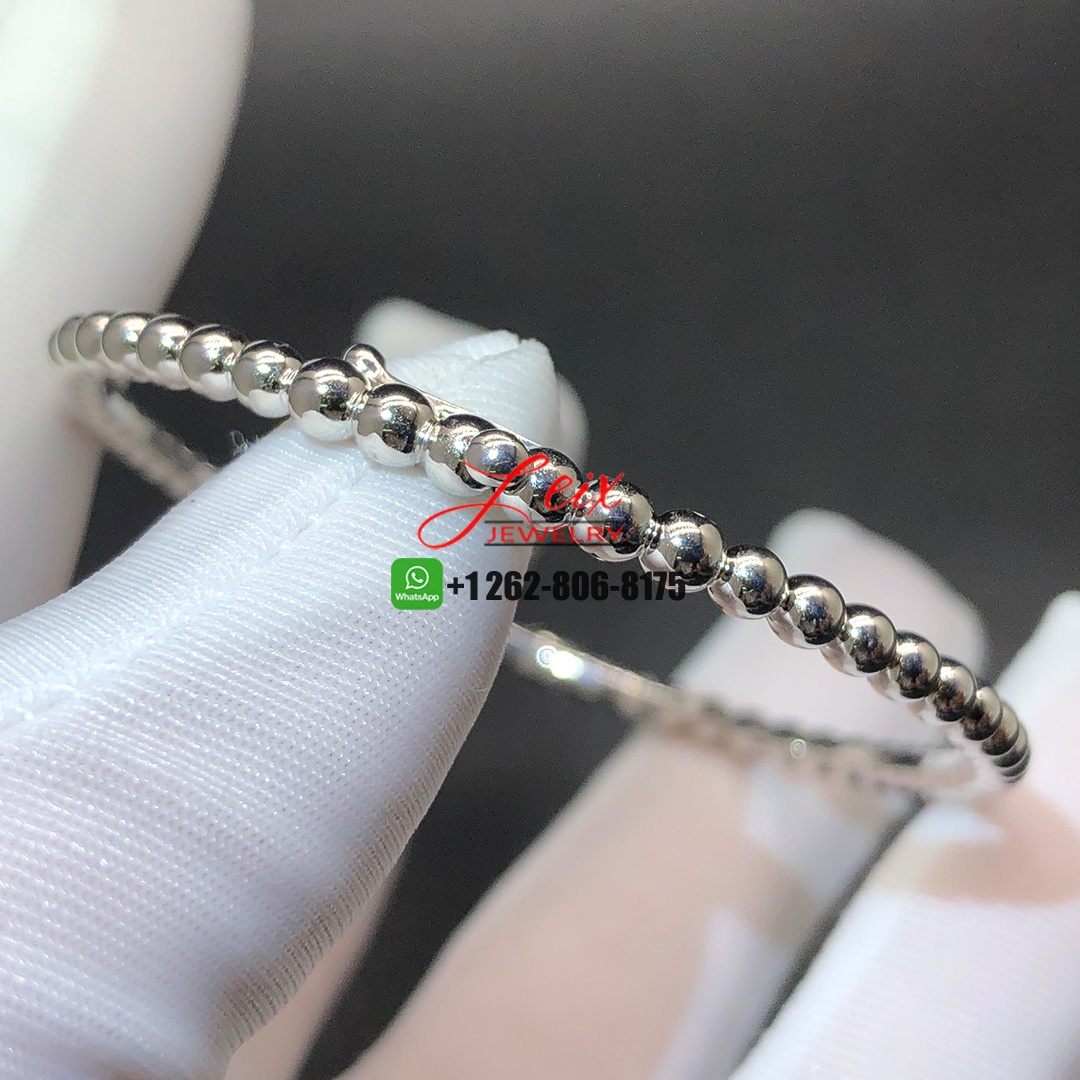 Custom Van Cleef 18K White Gold Perlée Pearls of Gold Bracelet (1) Custom Van Cleef 18K White Gold Perlée Pearls of Gold Bracelet