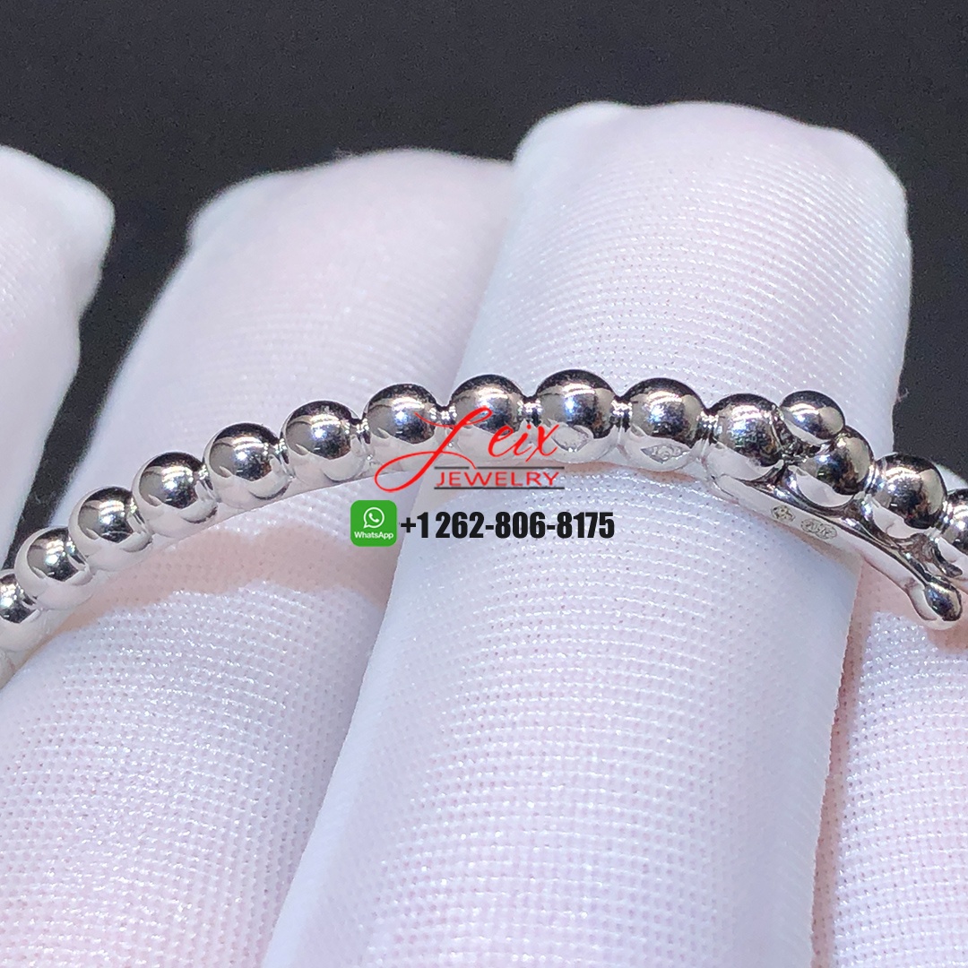 Custom Van Cleef 18K White Gold Perlée Pearls of Gold Bracelet (2) Custom Van Cleef 18K White Gold Perlée Pearls of Gold Bracelet