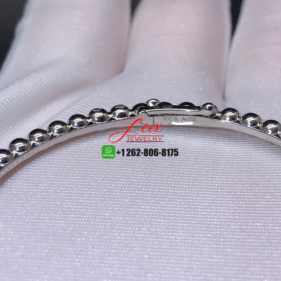 Custom Van Cleef 18K White Gold Perlée Pearls of Gold Bracelet (3) Custom Van Cleef 18K White Gold Perlée Pearls of Gold Bracelet