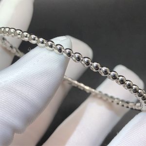Custom Van Cleef 18K White Gold Perlée Pearls of Gold Bracelet