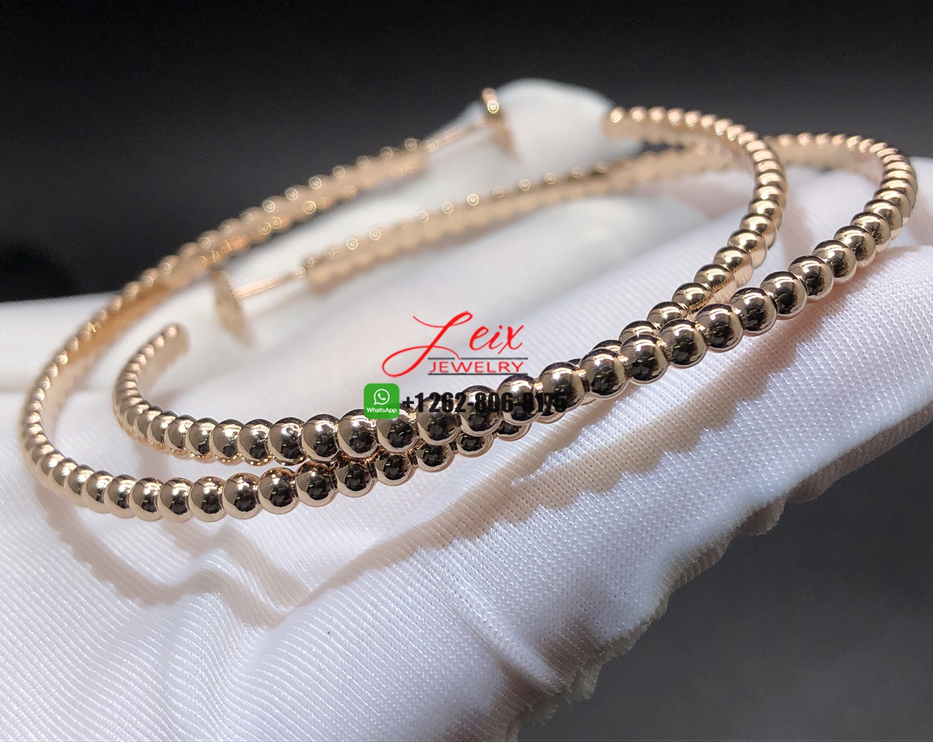 Van Cleef & Arpels Perlée Pearls of Gold 18K Rose Gold Large Model Loop Earrings (3) Van Cleef & Arpels Perlée Pearls of Gold 18K Rose Gold Large Model Loop Earrings