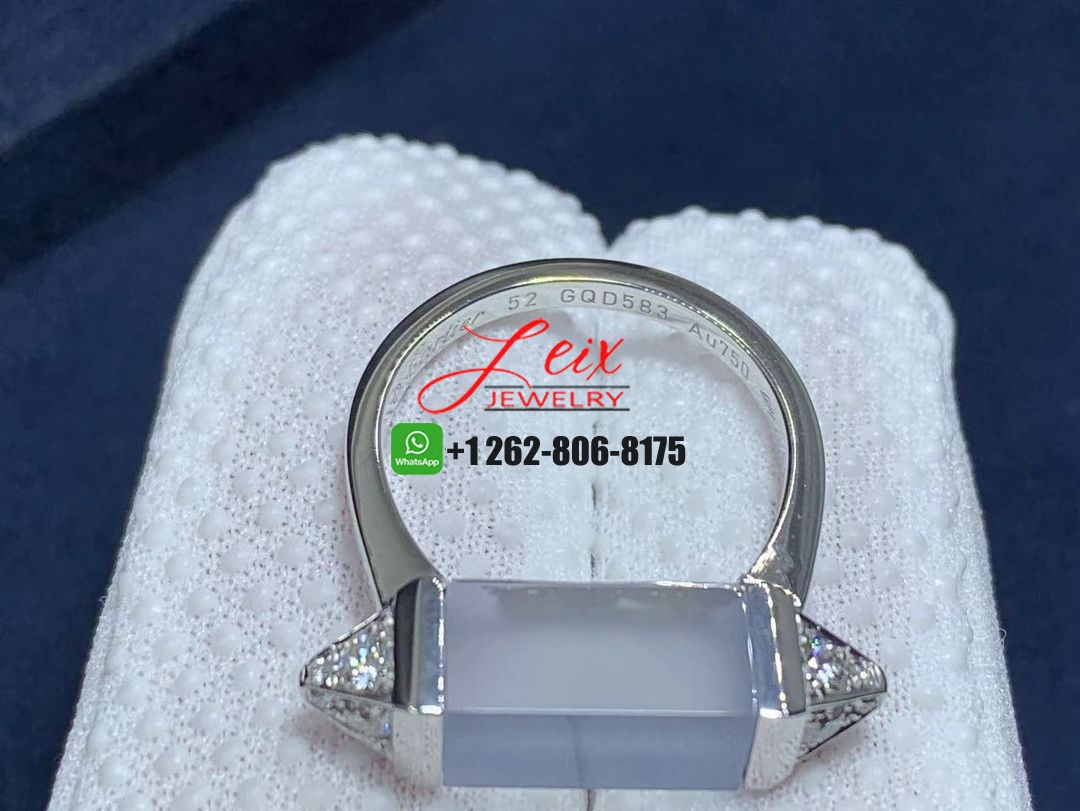 Cartier Les Berlingots de Cartier 18k White Gold Blue Chalcedony Diamond Ring (3) Cartier Les Berlingots de Cartier 18k White Gold Blue Chalcedony Diamond Ring