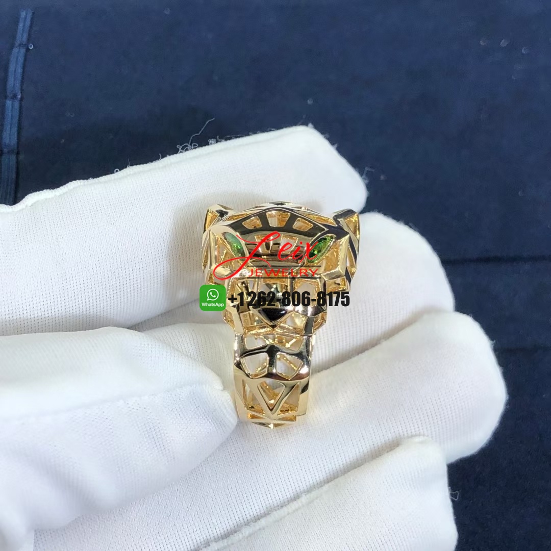 Custom Cartier Panthère de Cartier 18K Yellow Gold Tsavorite Garnets Ring (1) Custom Cartier Panthère de Cartier 18K Yellow Gold Tsavorite Garnets Ring