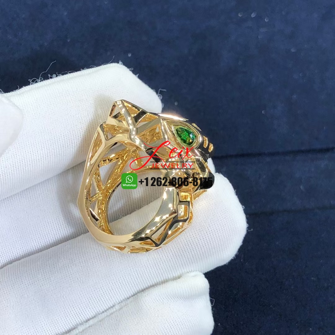 Custom Cartier Panthère de Cartier 18K Yellow Gold Tsavorite Garnets Ring (2) Custom Cartier Panthère de Cartier 18K Yellow Gold Tsavorite Garnets Ring