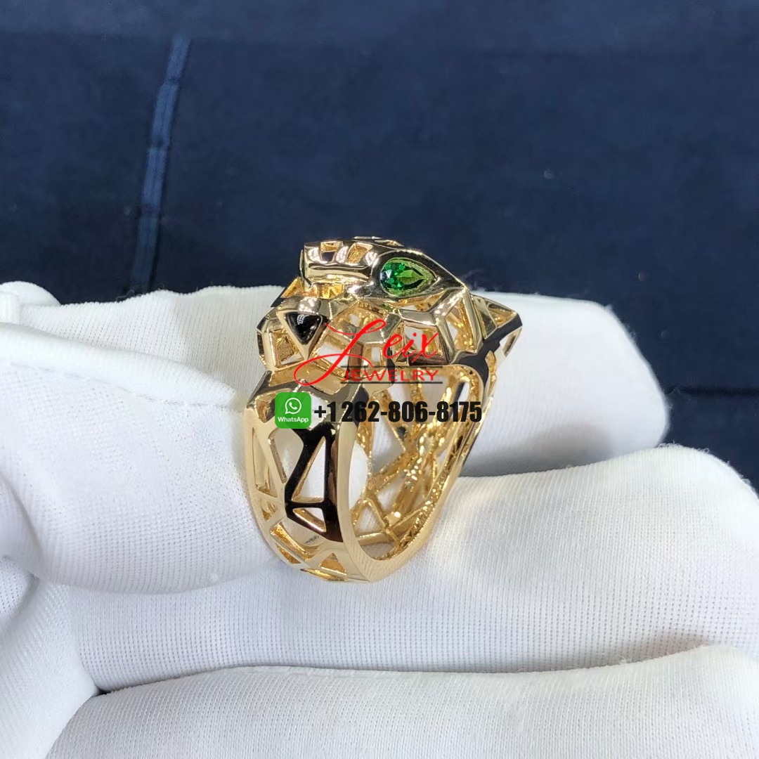 Custom Cartier Panthère de Cartier 18K Yellow Gold Tsavorite Garnets Ring (3) Custom Cartier Panthère de Cartier 18K Yellow Gold Tsavorite Garnets Ring
