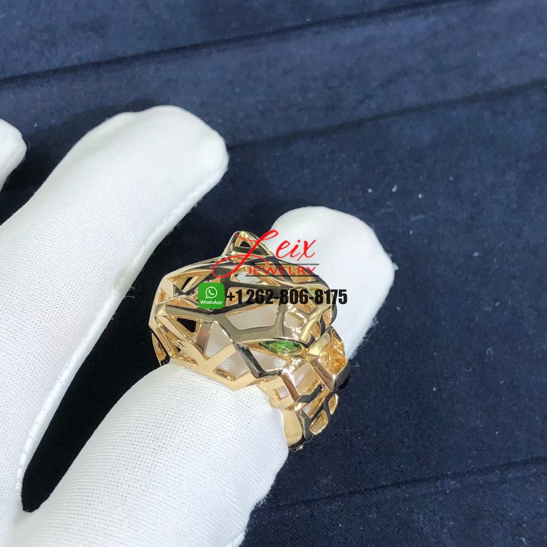 Custom Cartier Panthère de Cartier 18K Yellow Gold Tsavorite Garnets Ring (4) Custom Cartier Panthère de Cartier 18K Yellow Gold Tsavorite Garnets Ring