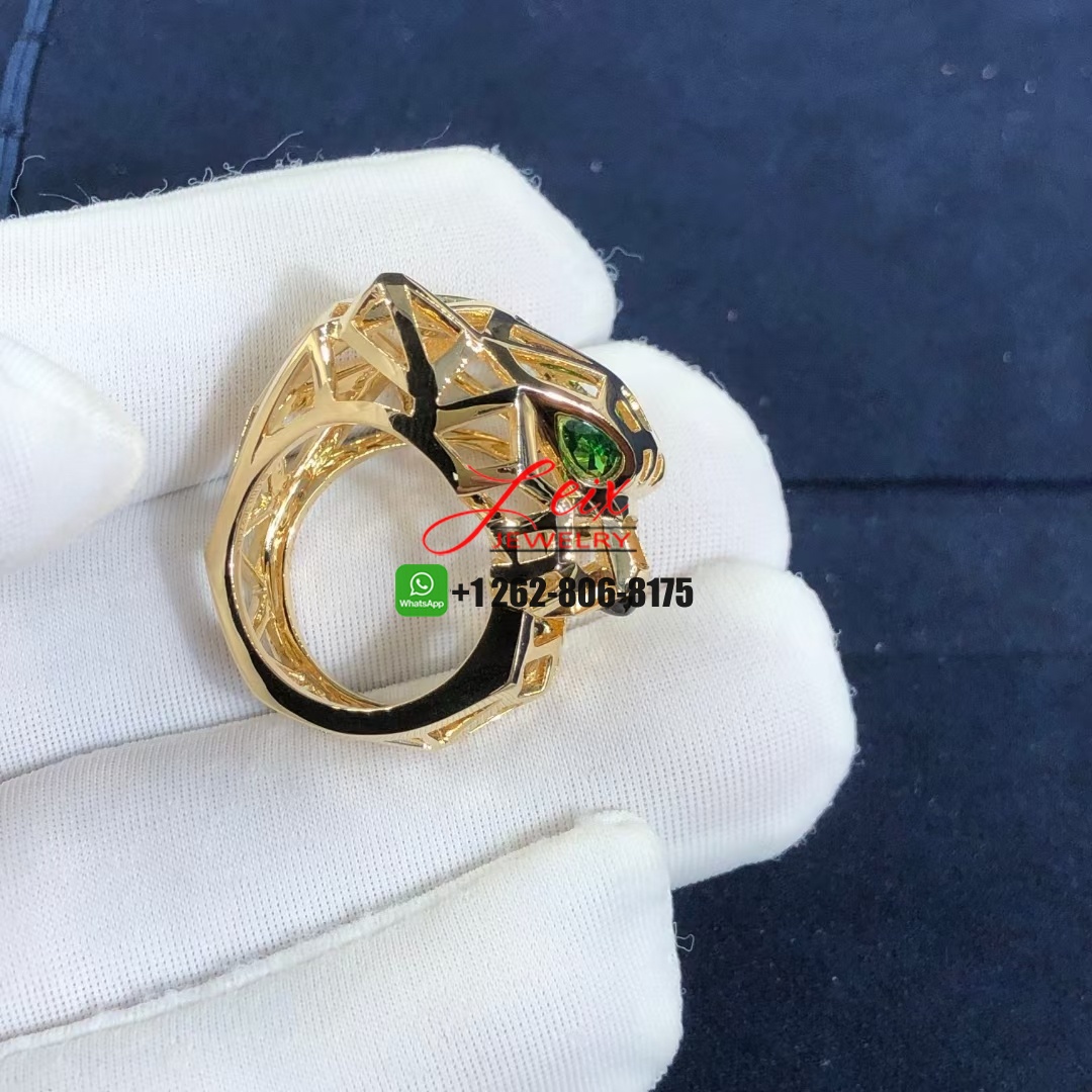 Custom Cartier Panthère de Cartier 18K Yellow Gold Tsavorite Garnets Ring (5) Custom Cartier Panthère de Cartier 18K Yellow Gold Tsavorite Garnets Ring
