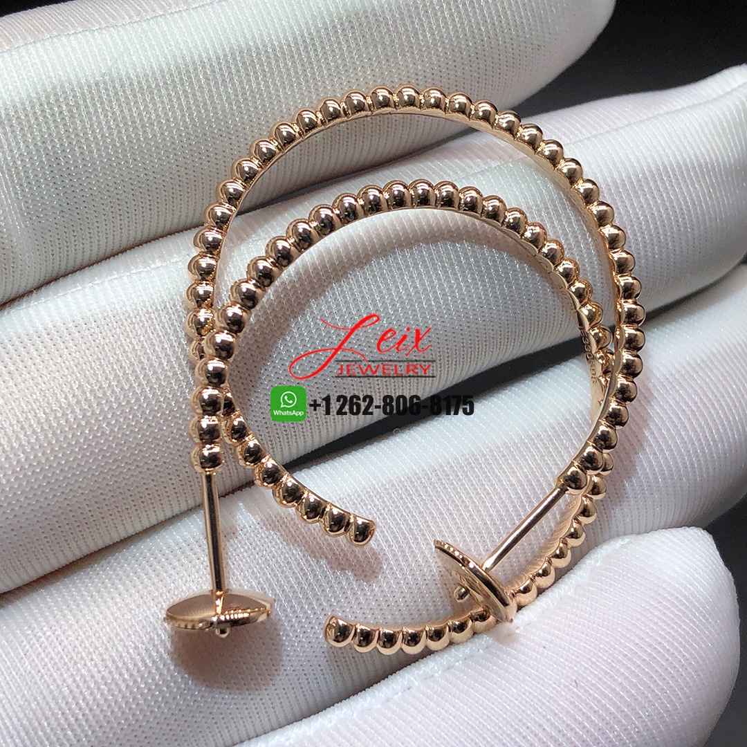 Van Cleef Arpels 18K Rose Gold Perlée Pearls of Gold Small Model Hoop Earrings (1) Van Cleef Arpels 18K Rose Gold Perlée Pearls of Gold Small Model Hoop Earrings