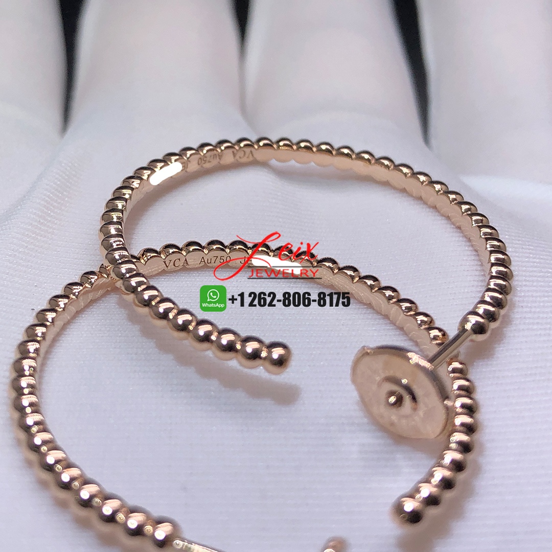 Van Cleef Arpels 18K Rose Gold Perlée Pearls of Gold Small Model Hoop Earrings (2) Van Cleef Arpels 18K Rose Gold Perlée Pearls of Gold Small Model Hoop Earrings