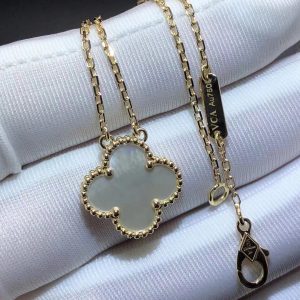 Van Cleef & Arpels Vintage Alhambra 18k Yellow Gold Mother-Of-Pearl Pendant Necklace