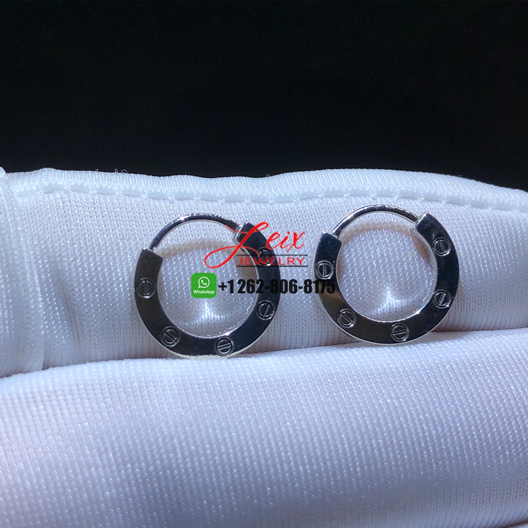 Cartier 18k White Gold Full Diamond Paved LOVE Single Hoop Earrings (1) Cartier 18k White Gold Full Diamond Paved LOVE Single Hoop Earrings